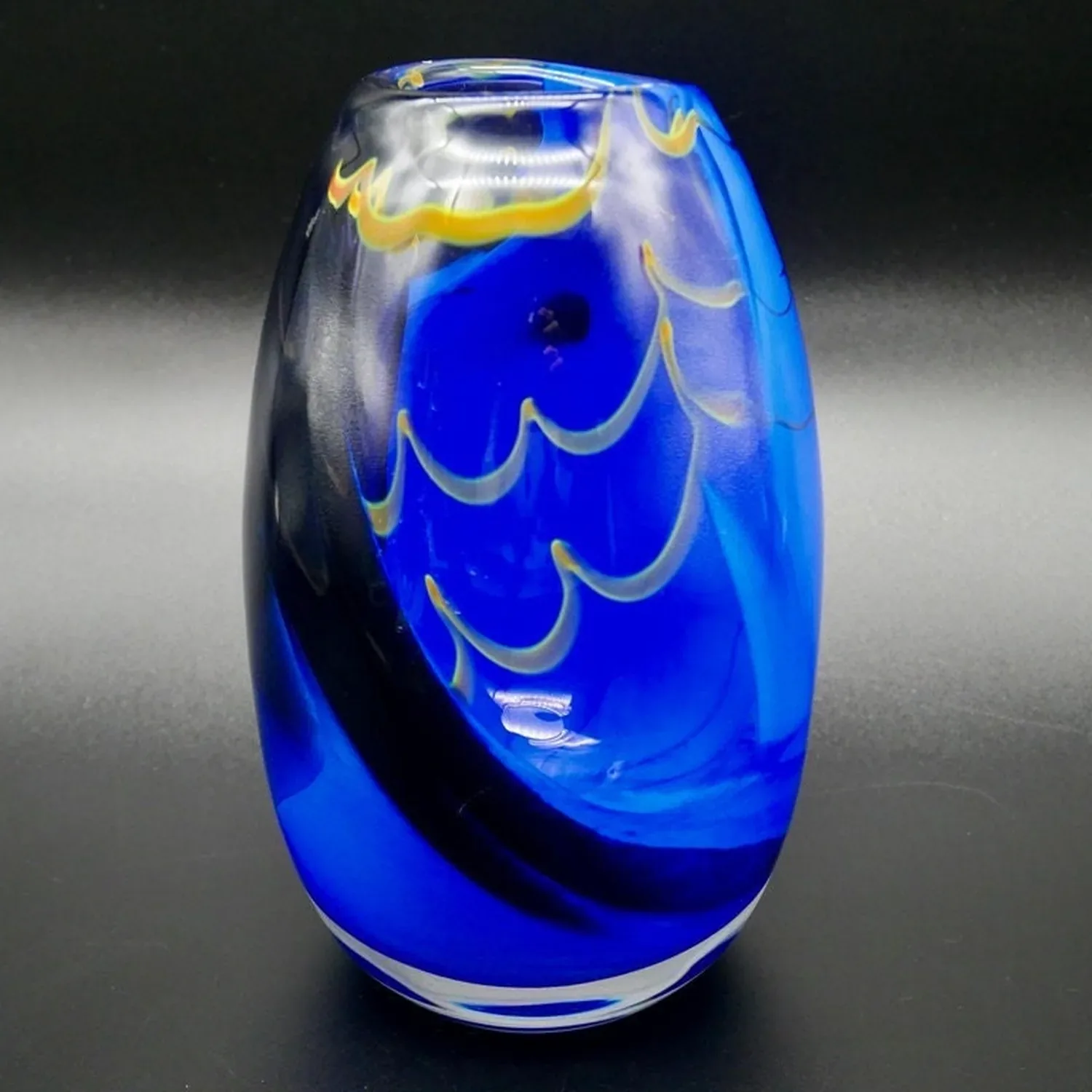 Vintage Christer Sjögren Mid Century Art Glass Vase - "Teli" from Lindshammar Glassworks