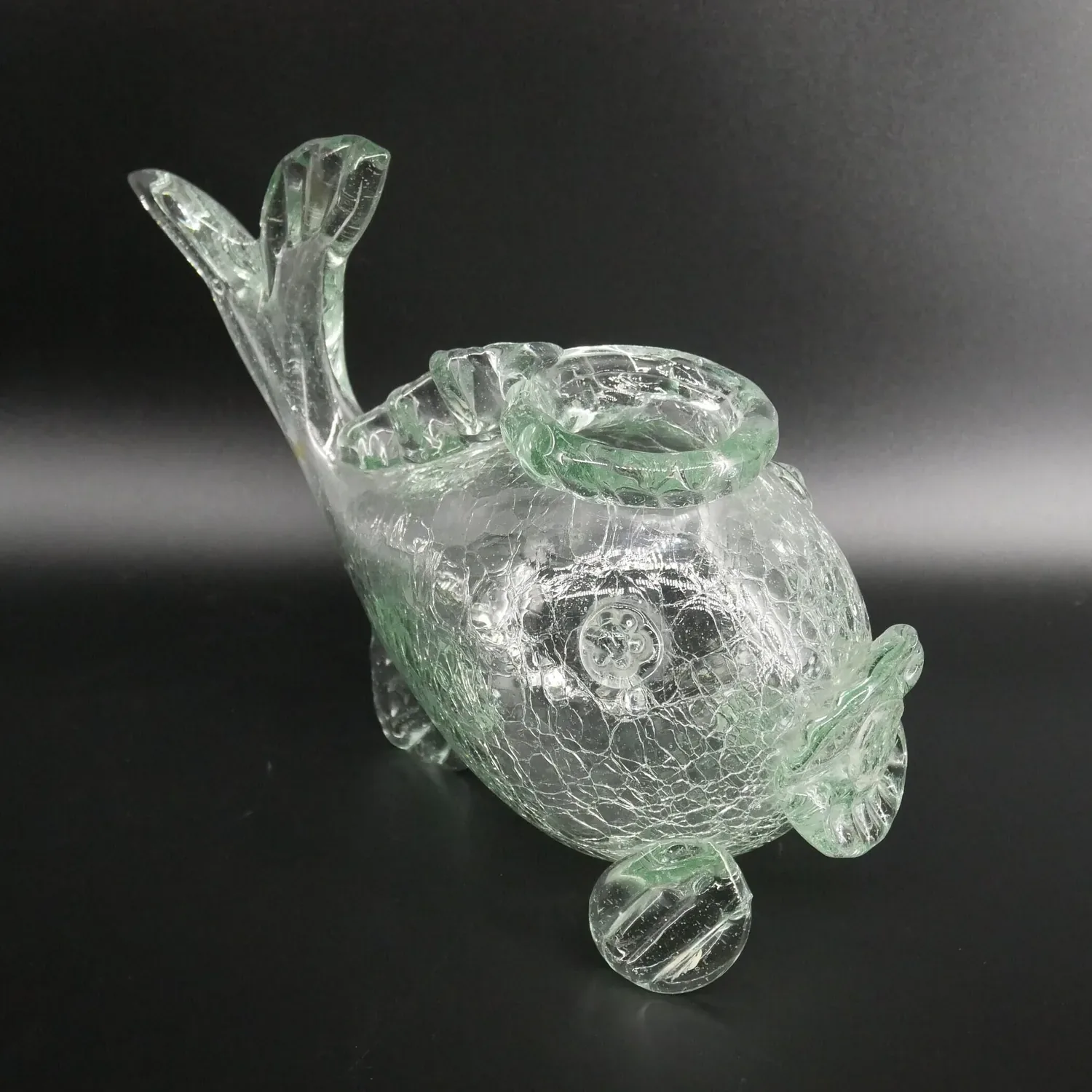 Vintage Crackle Glass Fish Vase - Scandinavian Decor - Designed by Ture BerglundCollectible Glass All Things Retro Store