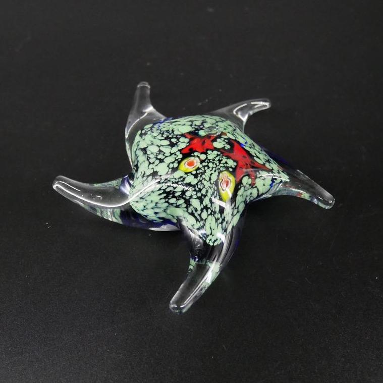 Vintage Glass Starfish – Murano Style Ocean Decor PaperweightCollectible Glass All Things Retro Store