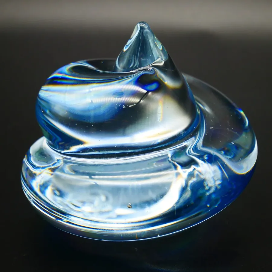 Vintage ice blue art glass paperweight ornament figurine from FM Ronneby SwedenCollectible Glass All Things Retro Store