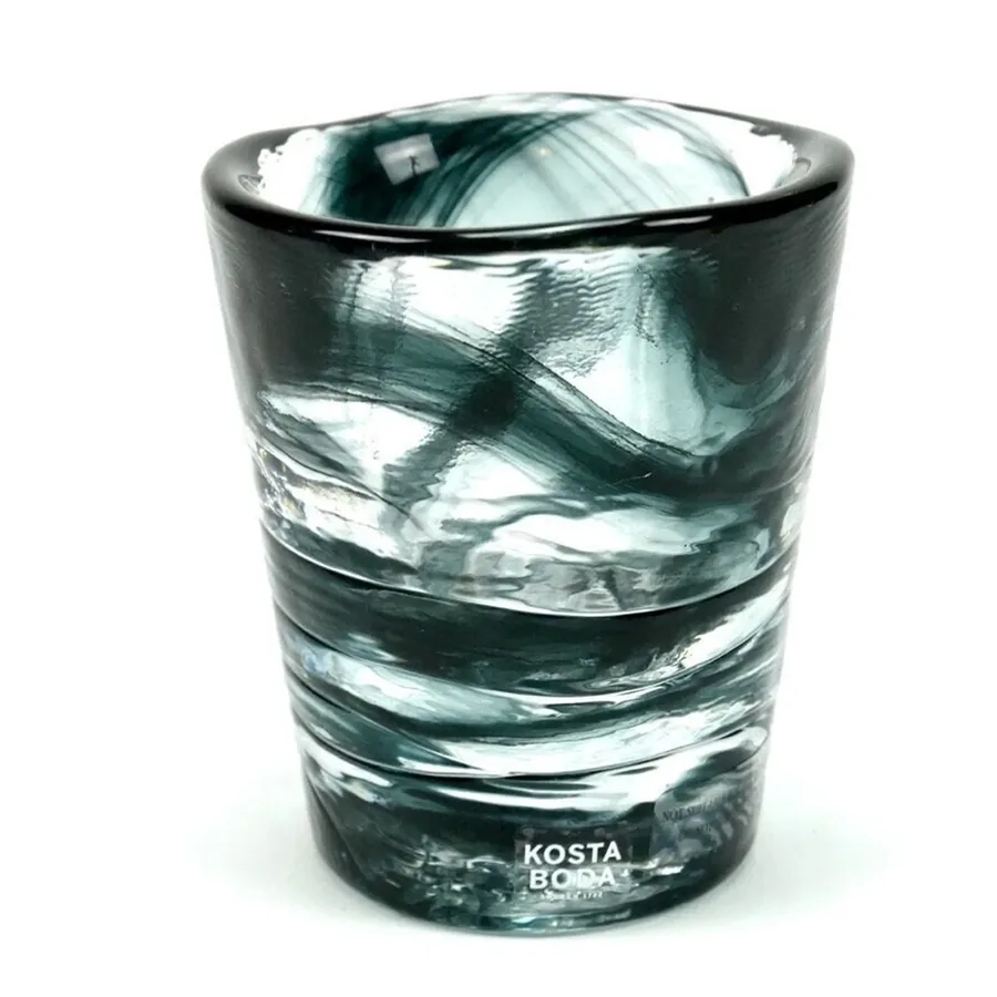 Vintage Kosta Boda black glass - candleholder - Mine series by Ulrica Hydman-Vallien