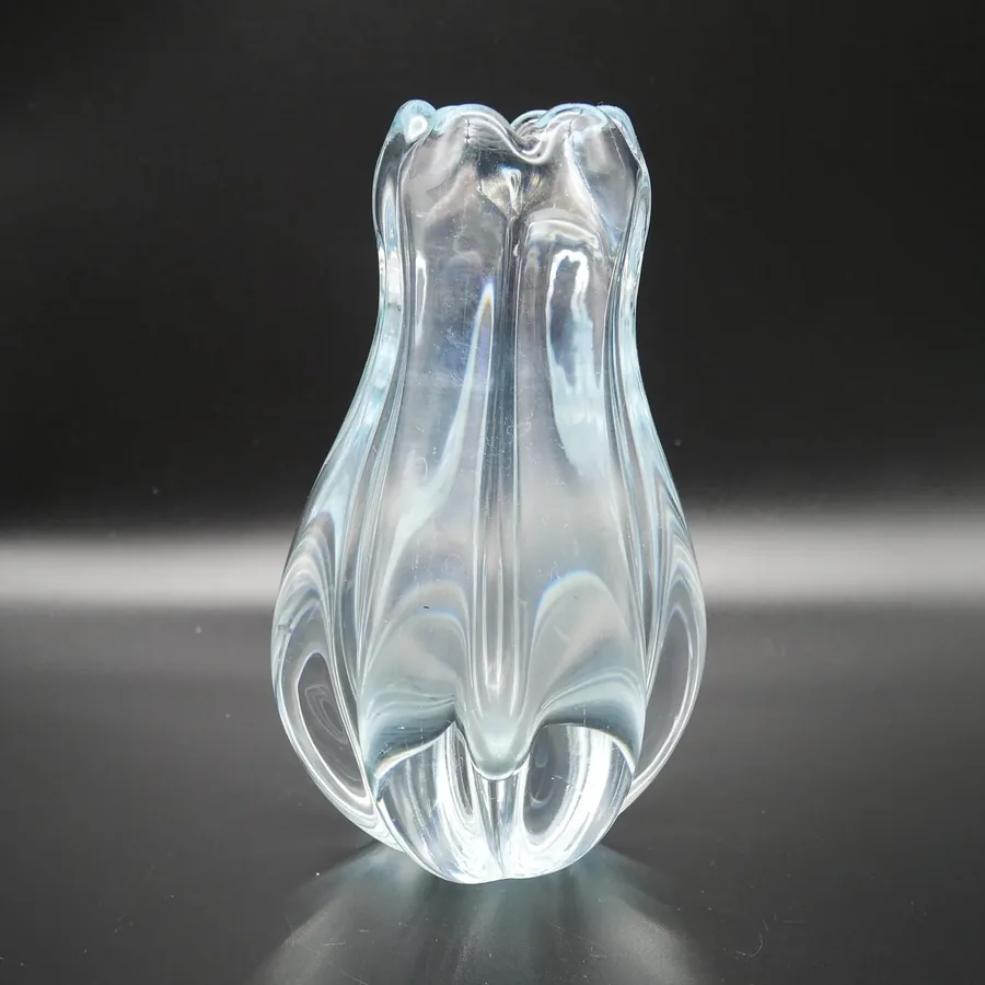 Vintage Orrefors Stella Polaris Vase – Vicke Lindstrand Signed Ice Blue Crystal