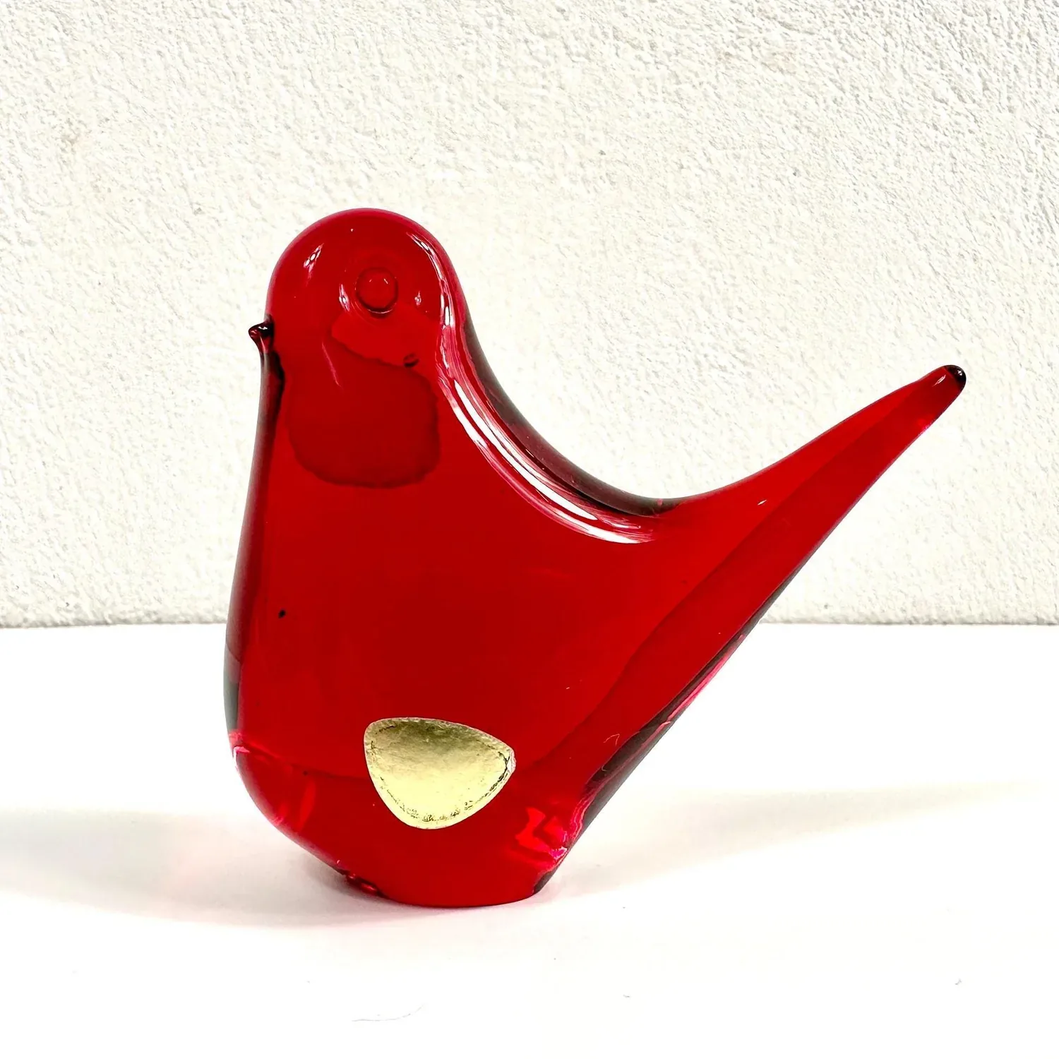Vintage Red Art Glass Bird Figurine - FM Ronneby Swedish OrnamentCollectible Glass All Things Retro Store