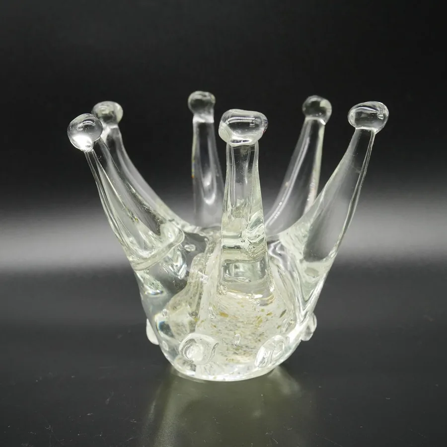 Vintage Scaninavian art glass crown - gold flakes encased in glass - 1960Collectible Glass All Things Retro Store