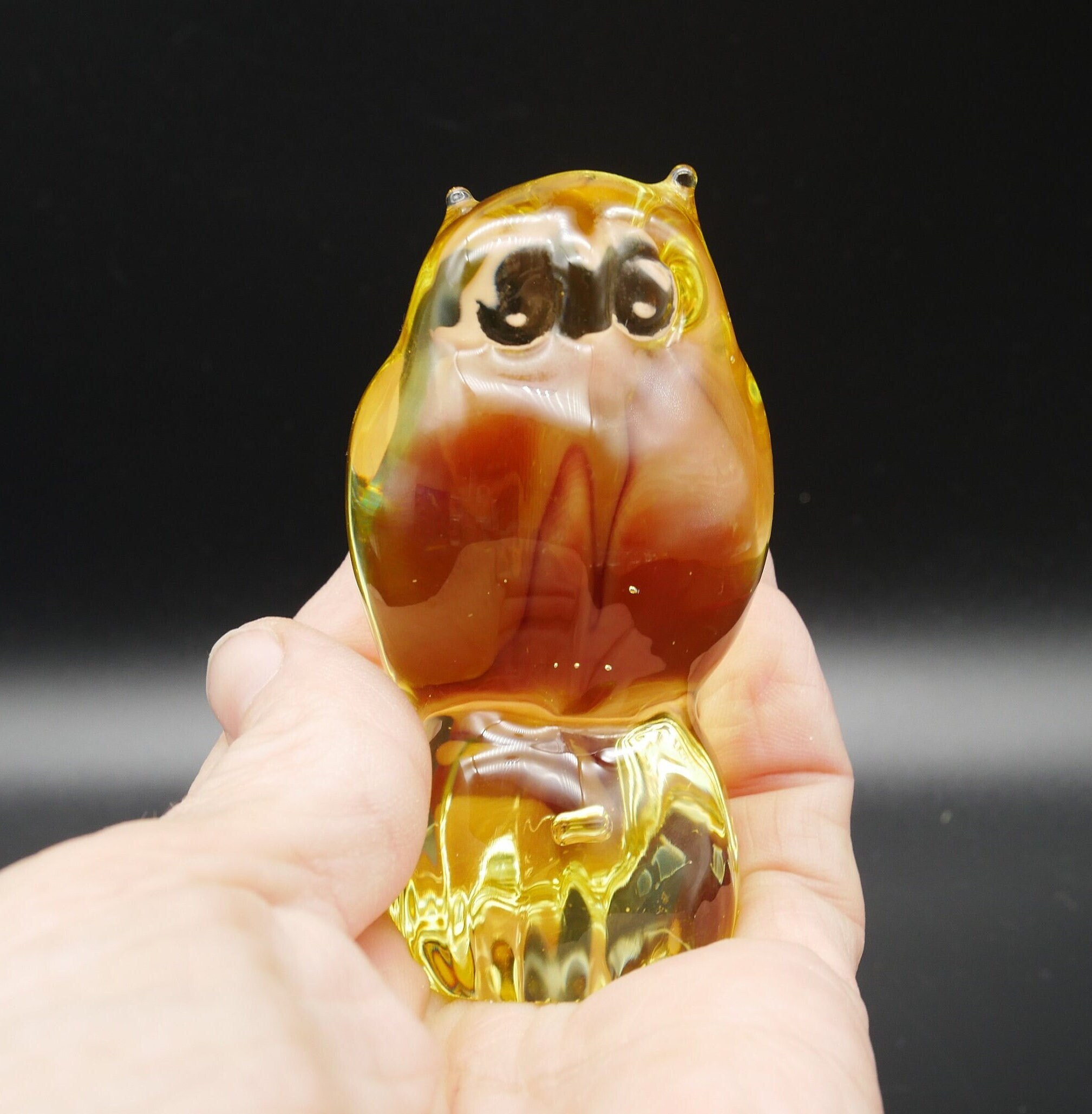 Vintage Swedish Glass Owl – 1970s Scandinavian Art Sculpture – Paperweight FigurineCollectible Glass All Things Retro Store