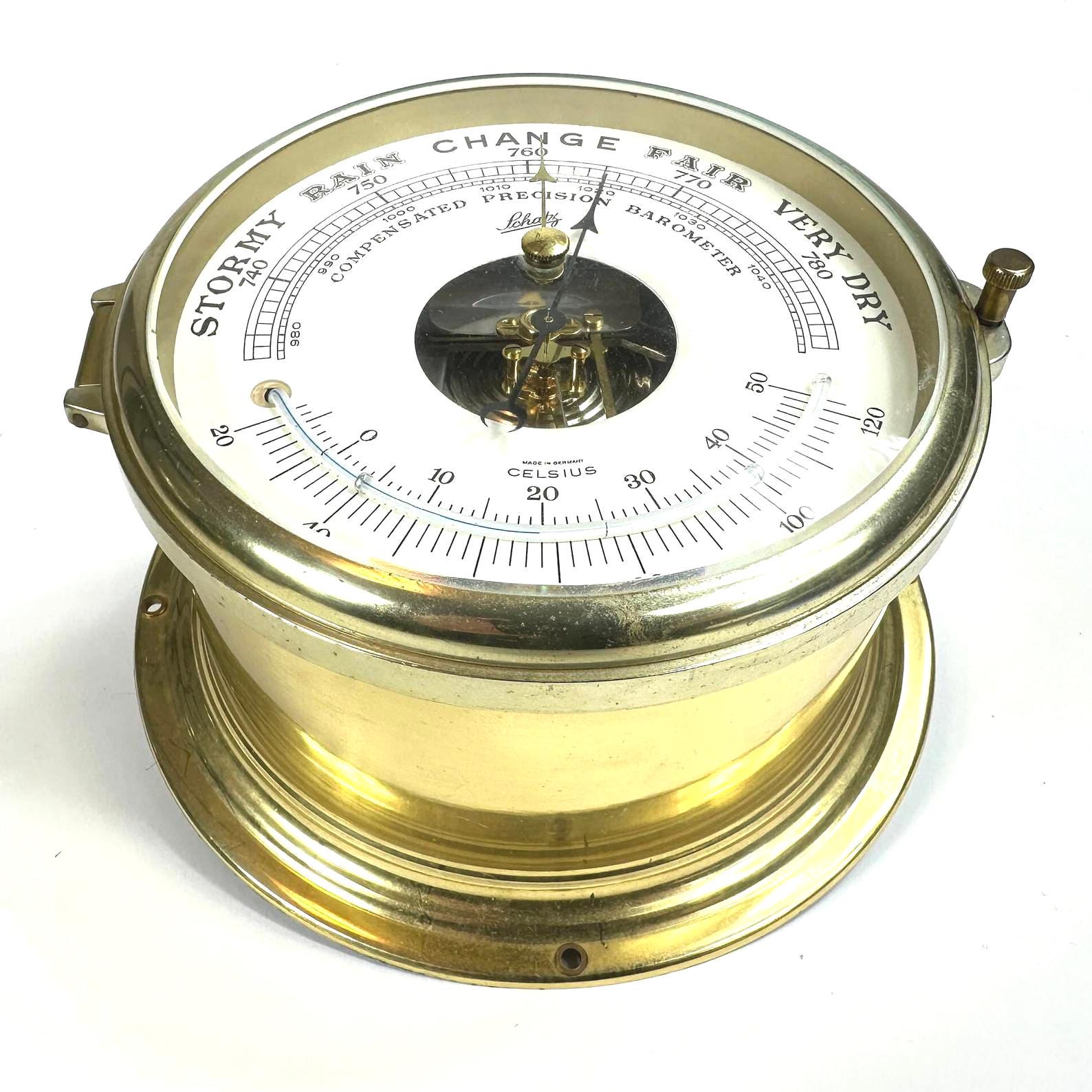 Vintage Schatz Brass Barometer West Germany - Precision Instrument