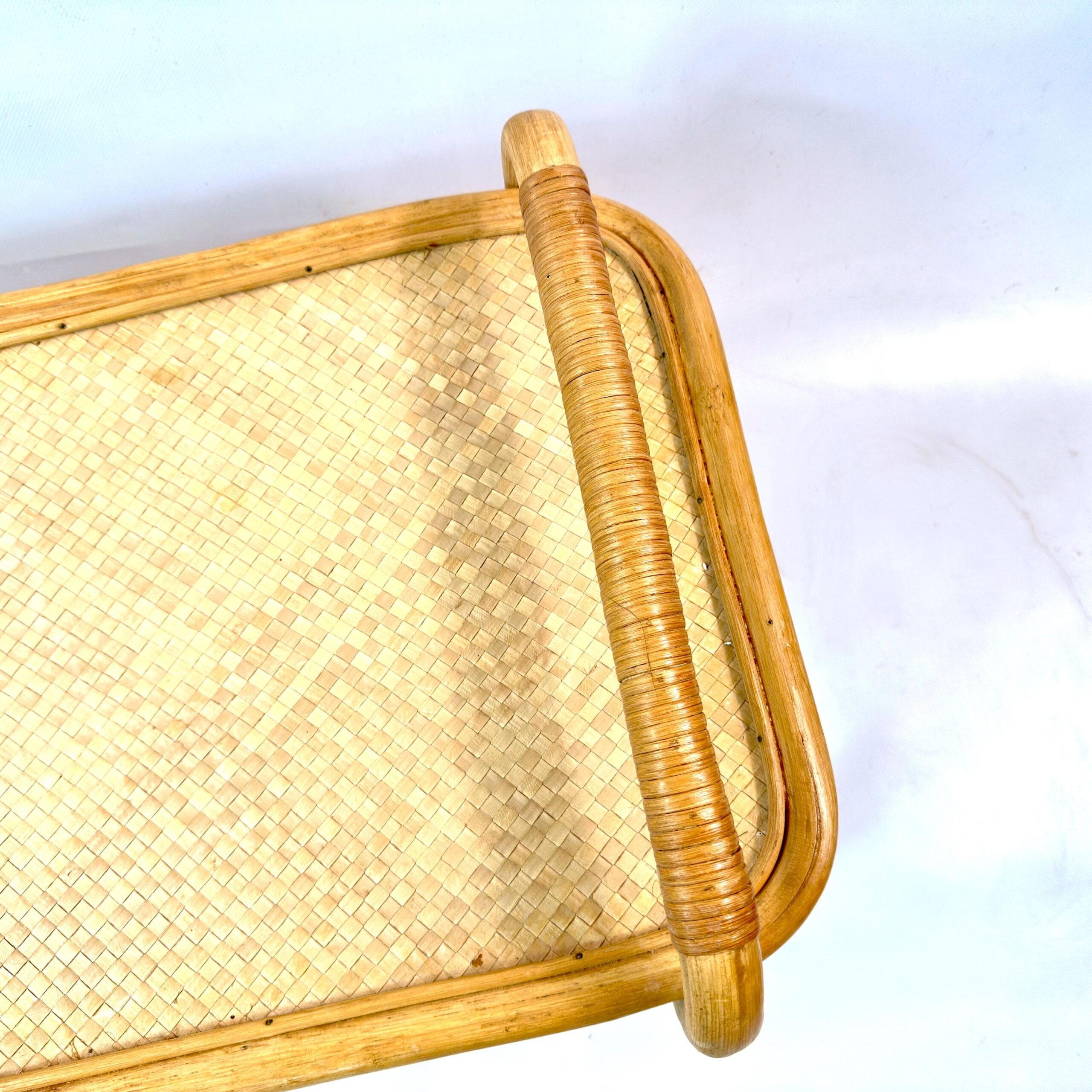 Furniture & Larger PiecesVintage Bamboo Breakfast Tray – Mid-Century Rattan Detail Shot
