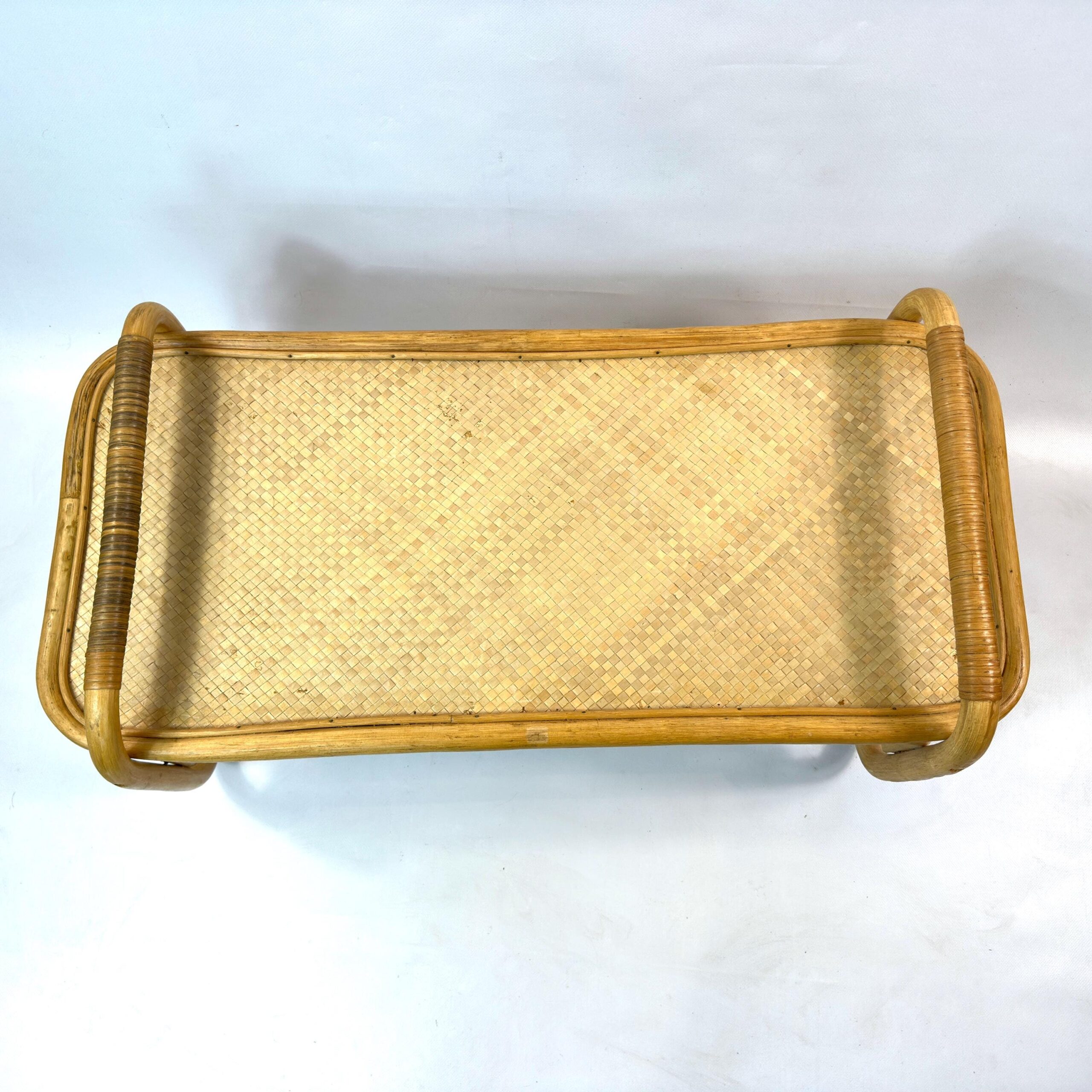 Furniture & Larger PiecesVintage Bamboo Breakfast Tray – Mid-Century Rattan Top View