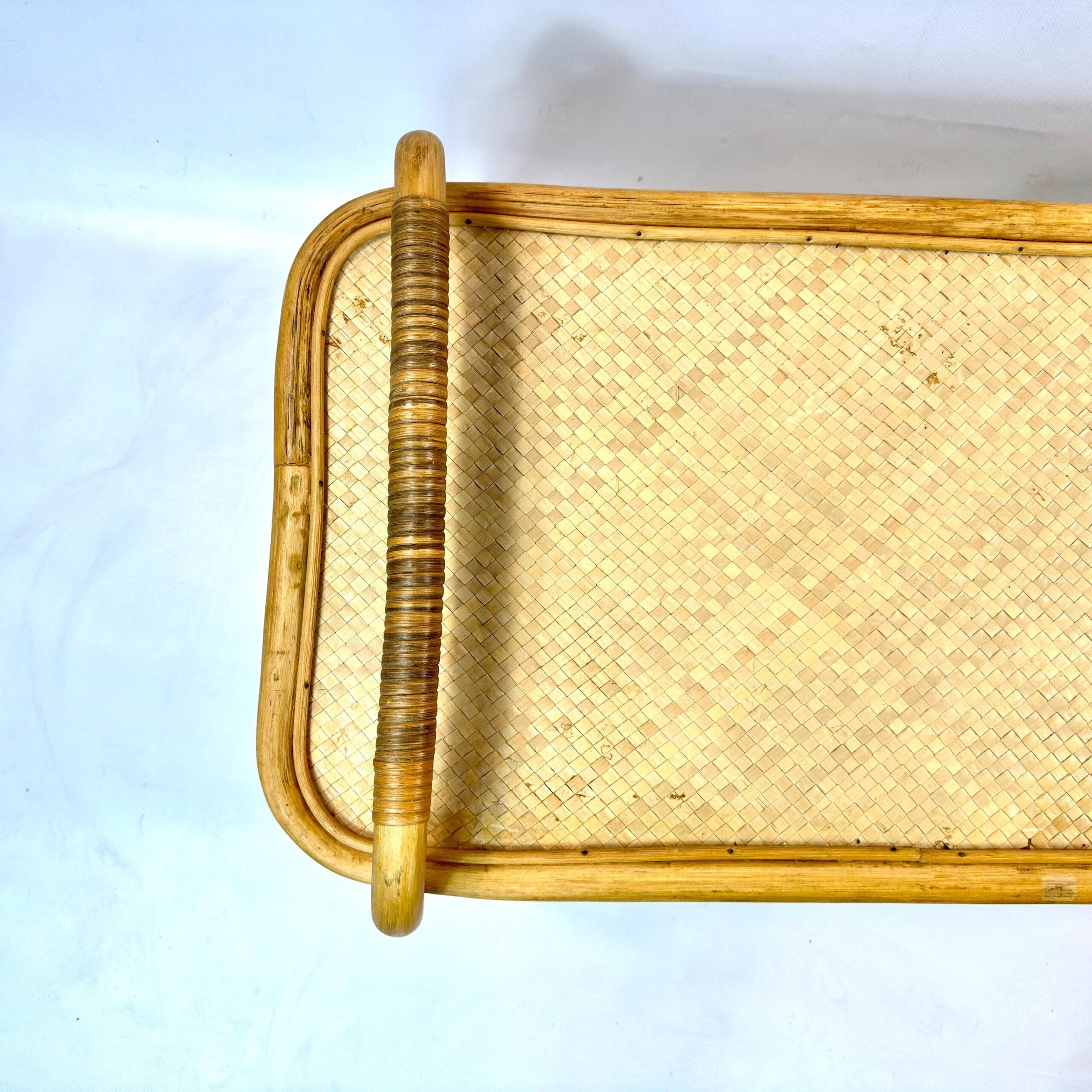 Furniture & Larger PiecesVintage Bamboo Breakfast Tray – Mid-Century Rattan Close-Up