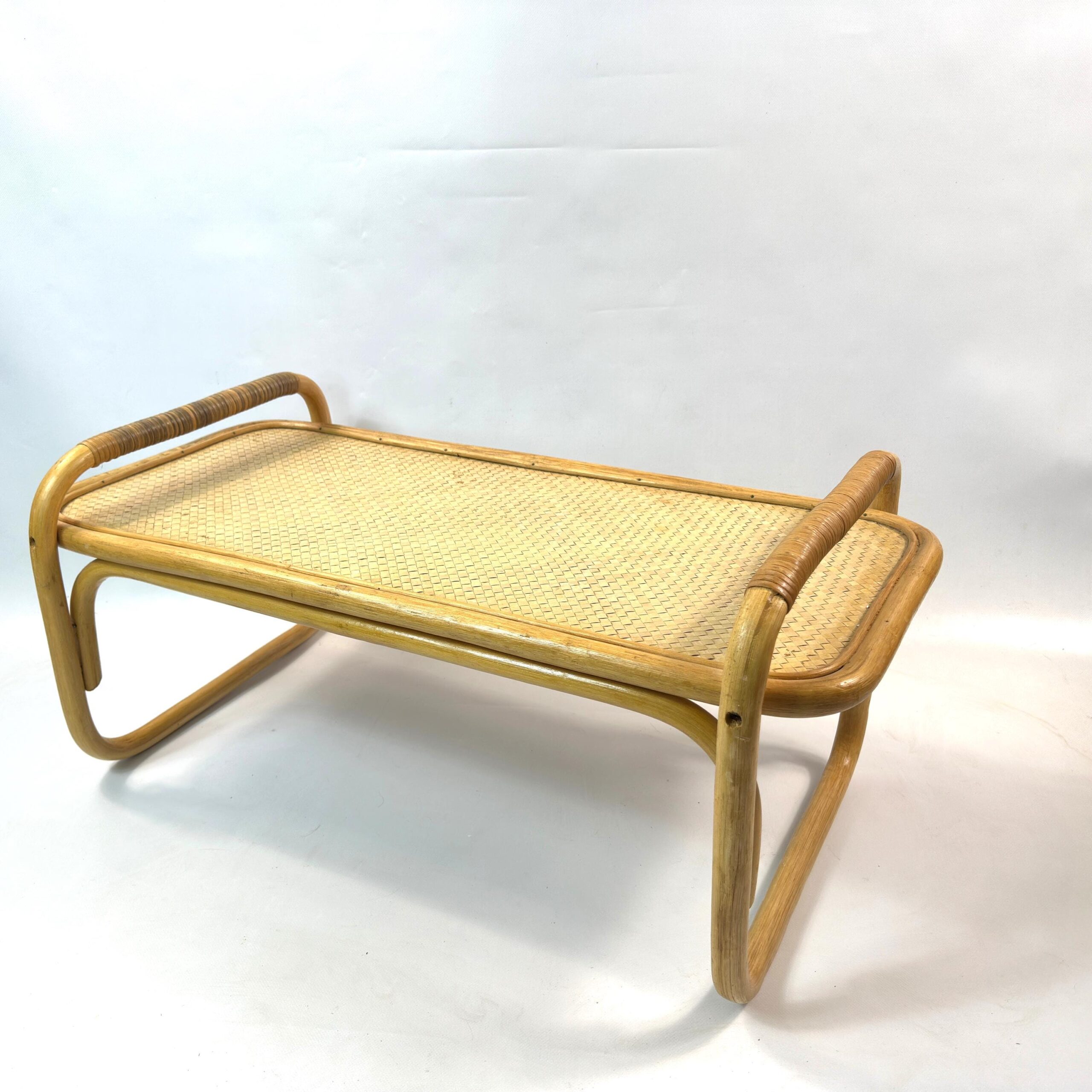 Furniture & Larger PiecesVintage Bamboo Breakfast Tray – Mid-Century Rattan Side View