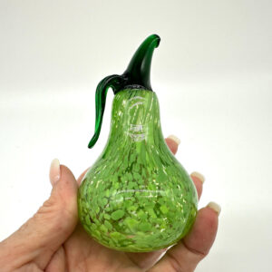 Kosta Boda Green Glass Pear with Leaf - Mid Century Art GlassGlass Sculptures & Figurines All Things Retro Store