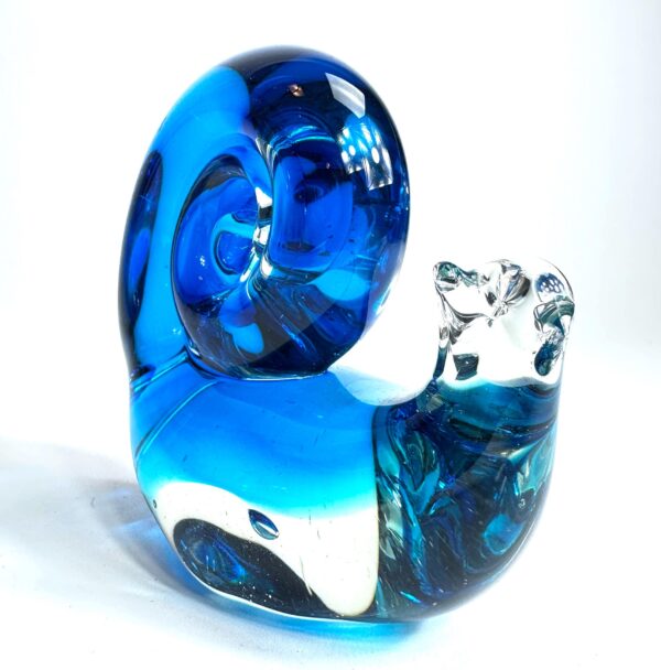 Glass Sculptures & FigurinesVintage Blue Glass Snail by FM Ronneby Sweden - Mid-Century Art Image 3