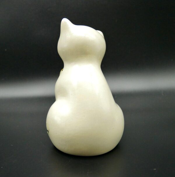 Glass Sculptures & FigurinesRosa Ljung Ceramic Cat White Brown Sweden 1970s Limited Edition Image 3
