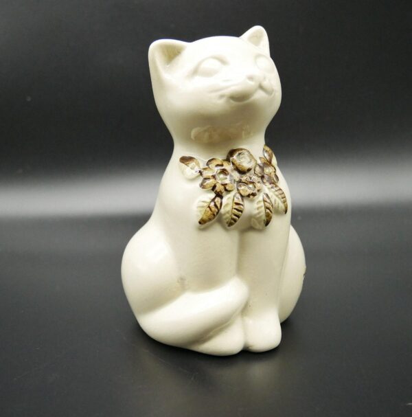Glass Sculptures & FigurinesRosa Ljung Ceramic Cat White Brown Sweden 1970s Limited Edition Image 7
