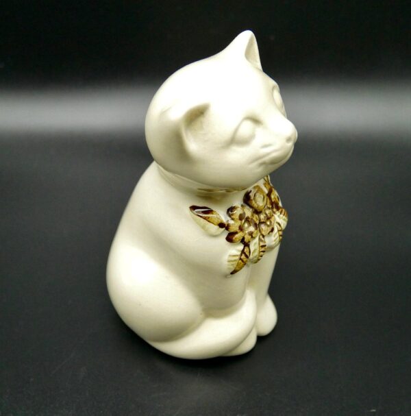 Glass Sculptures & FigurinesRosa Ljung Ceramic Cat White Brown Sweden 1970s Limited Edition Image 9