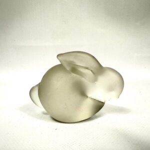 Scandinavian frosted glass rabbit sculpture with minimalist form and soft, rounded contours in cream satin finish