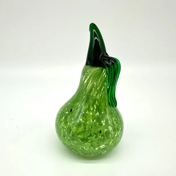 Glass Sculptures & FigurinesKosta Boda Green Glass Pear with Leaf - Mid Century Art Glass Image 4
