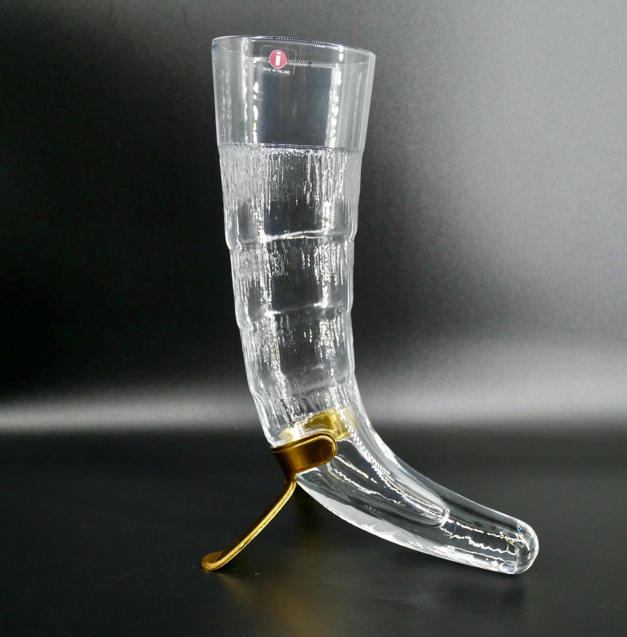 Iittala Glass Drinking Horn, Valto Kokko Scandinavian Design, 1980sScandinavian Art Glass All Things Retro Store