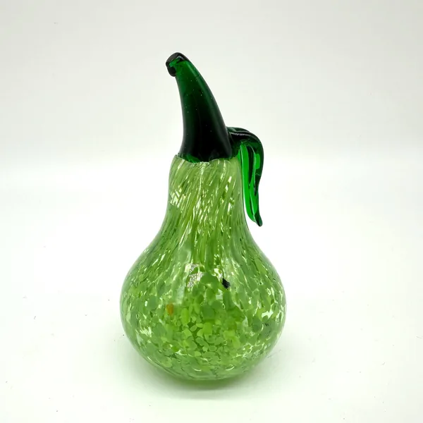 Glass Sculptures & FigurinesKosta Boda Green Glass Pear with Leaf - Mid Century Art Glass Image 6
