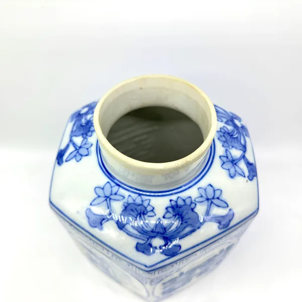 Open ginger jar interior, cream-colored porcelain interior cavity, deep empty vessel from above