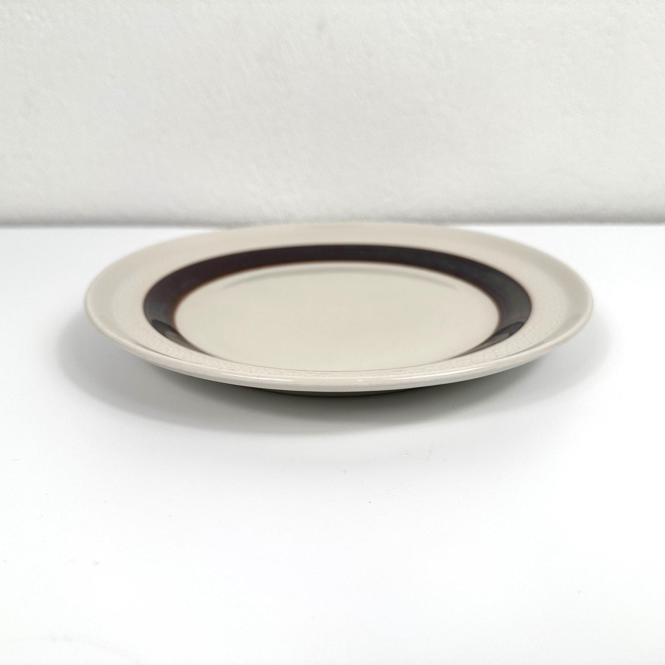 Overhead angled view of Rörstrand FORMA plate showing full rim band and cream interior glaze surface