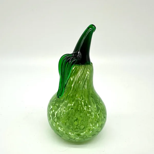Glass Sculptures & FigurinesKosta Boda Green Glass Pear with Leaf - Mid Century Art Glass Image 3