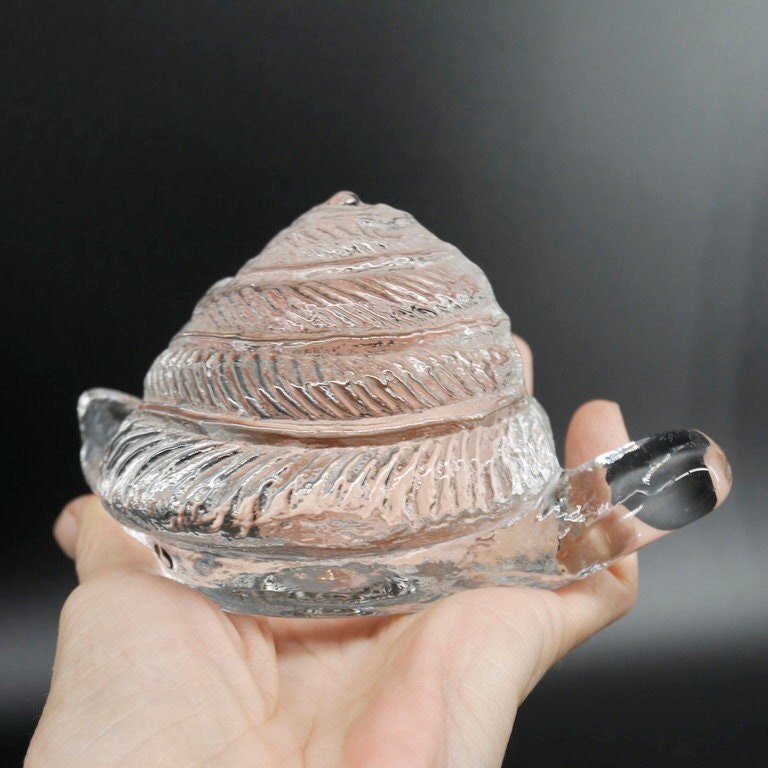 Signed Uno Westerberg Snail Glass Paperweight Pukeberg 1950sGlass Sculptures & Figurines All Things Retro Store