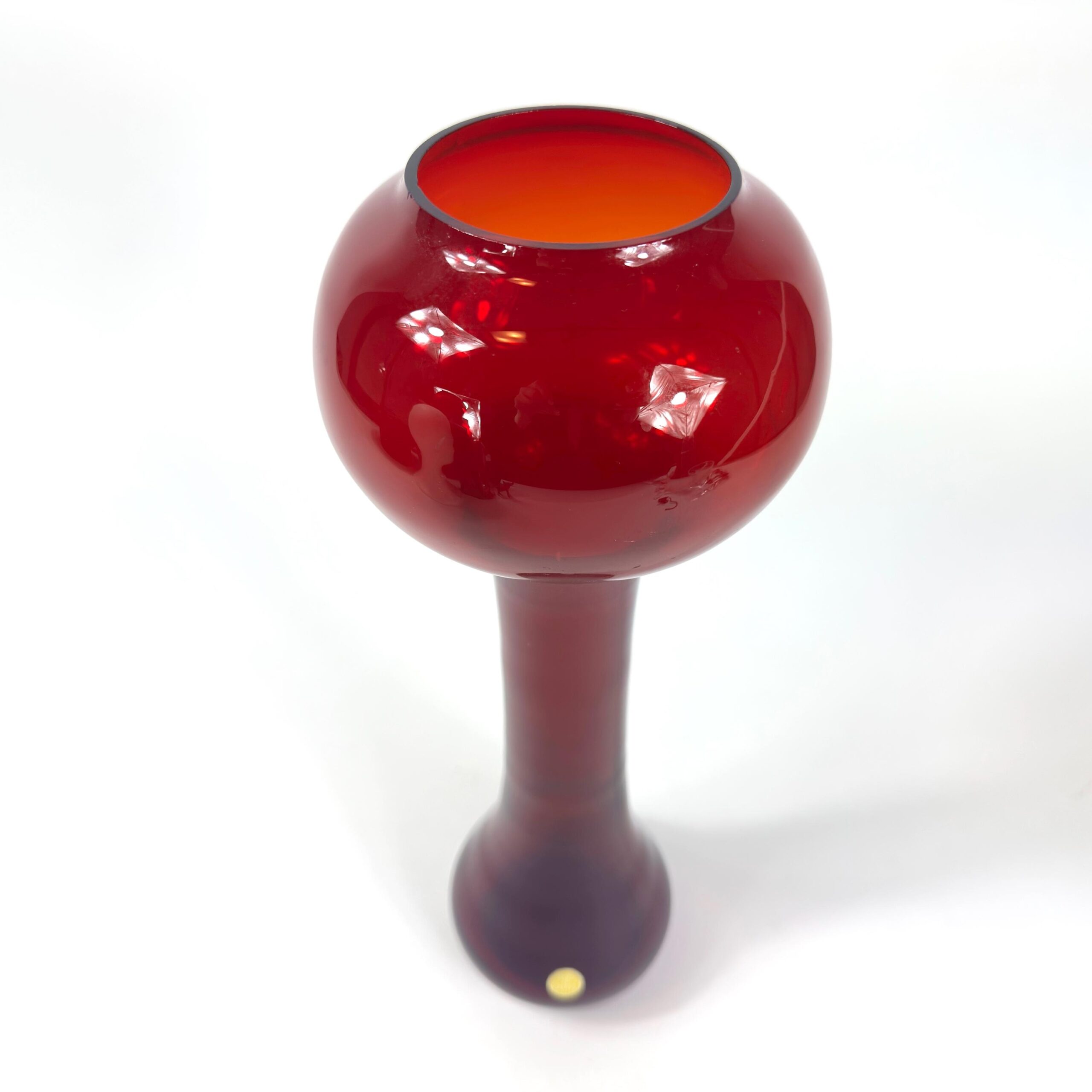 Direct view of Åseda vase showing symmetric dome top, glazed surface finish and balanced proportions of mid-century glass