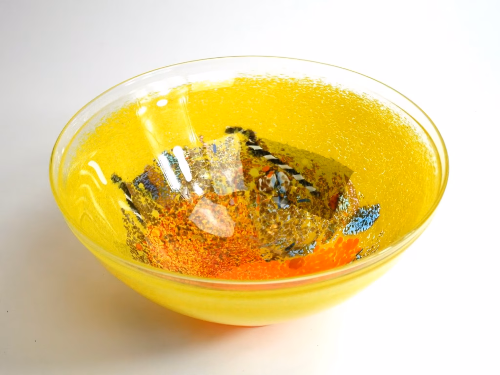 Clear glass sphere with etched or frosted interior texture creating abstract pattern effect throughout.