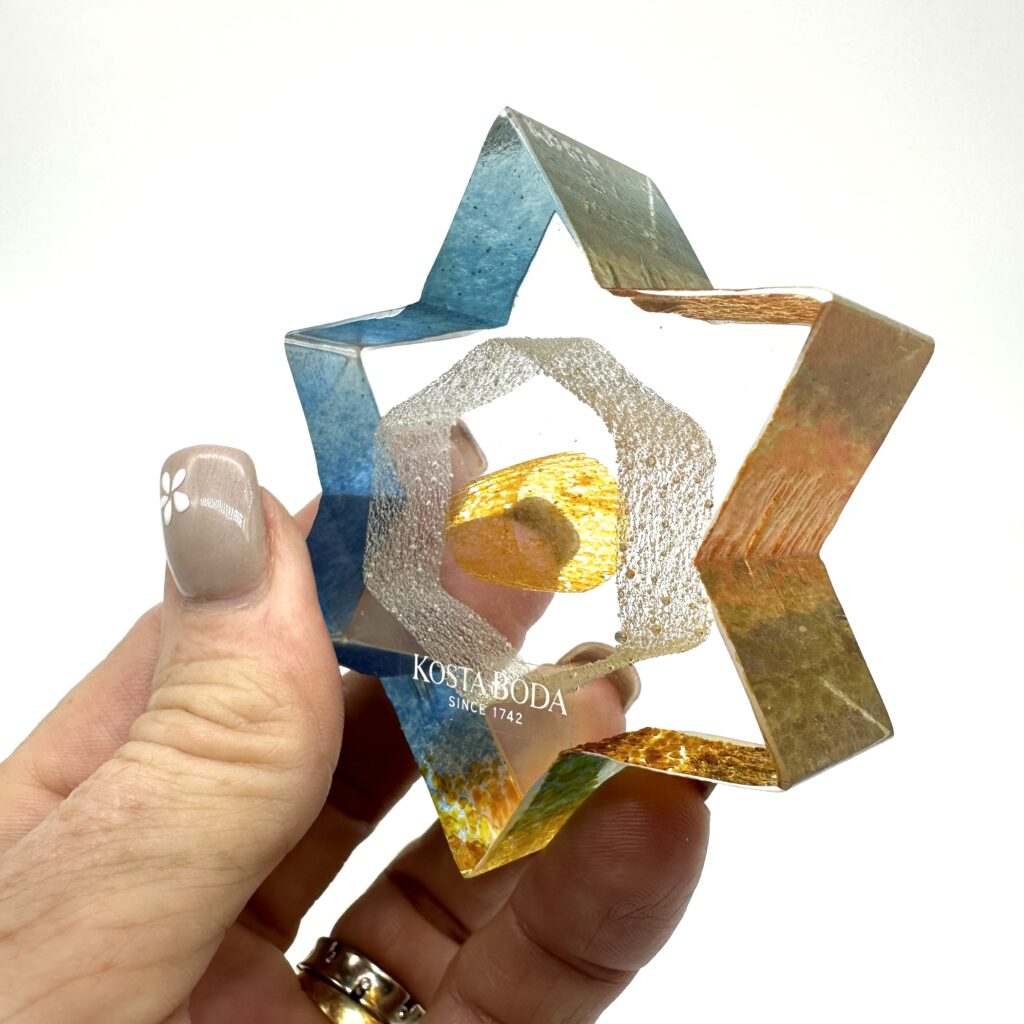 Bertil Vallien Sirius glass star for Kosta Boda, vintage Swedish art glass